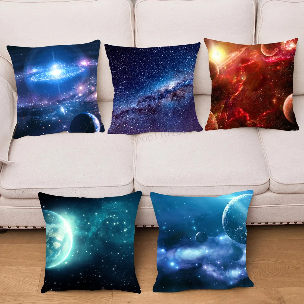 

3D Planet Gorgeous Starry Sky Pillow Case Square Pillow Bedroom Sofa Leisure Comfort Cushion Car Living Room Home Decoration