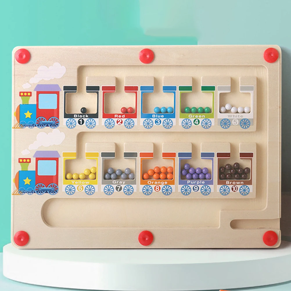 

Wooden Magnetic Train Counting Board Puzzles Color Sorting Montessori Toys Pieces Child Matching Learning