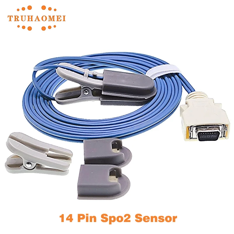 14 Pin SpO2 Sensor for Nihon Kohden BSM Colin BP88 Nellcor NBP290 295 395 All Type Adult Child Neonates Veterinary SAO2 Probe