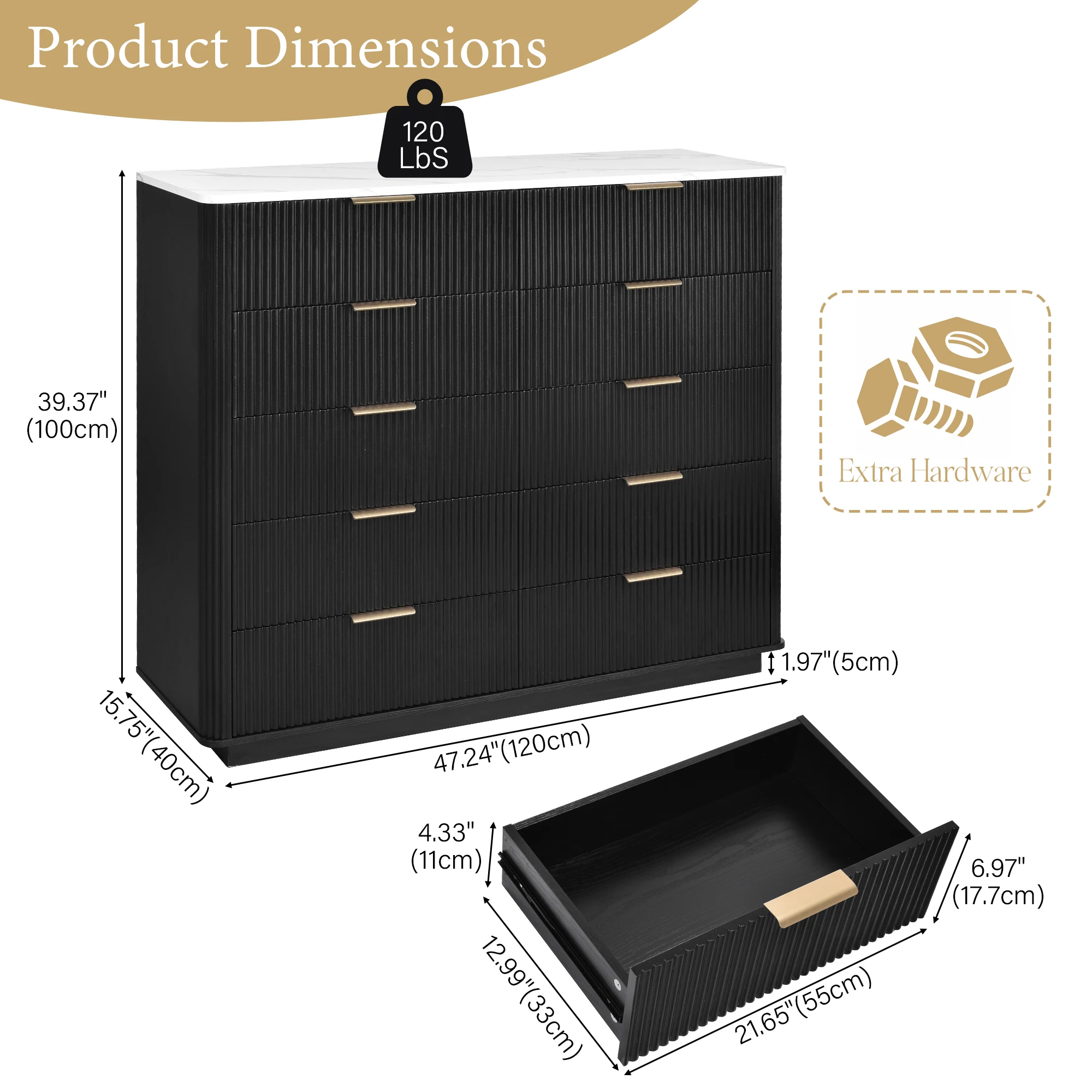 خزانة مخددة 39.3 بوصة مع خزانة طويلة للتخزين لغرفة النوم 10 أدراج خزانة مزرعة منتصف القرن لغرفة المعيشة وغرفة النوم