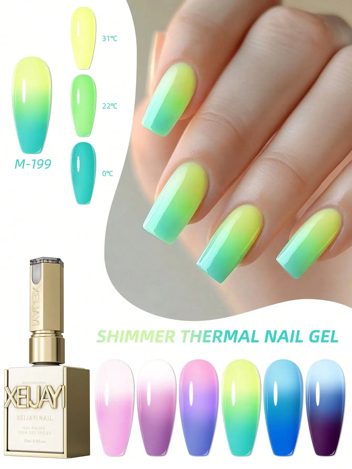 

6 шт., 15 мл, набор мерцающих термогель-лаков для ногтей, полуперманентный дизайн ногтей, замачиваемый УФ-светодиодный маникюрный салон, сделай сам, гель для маникюрного салона на весну