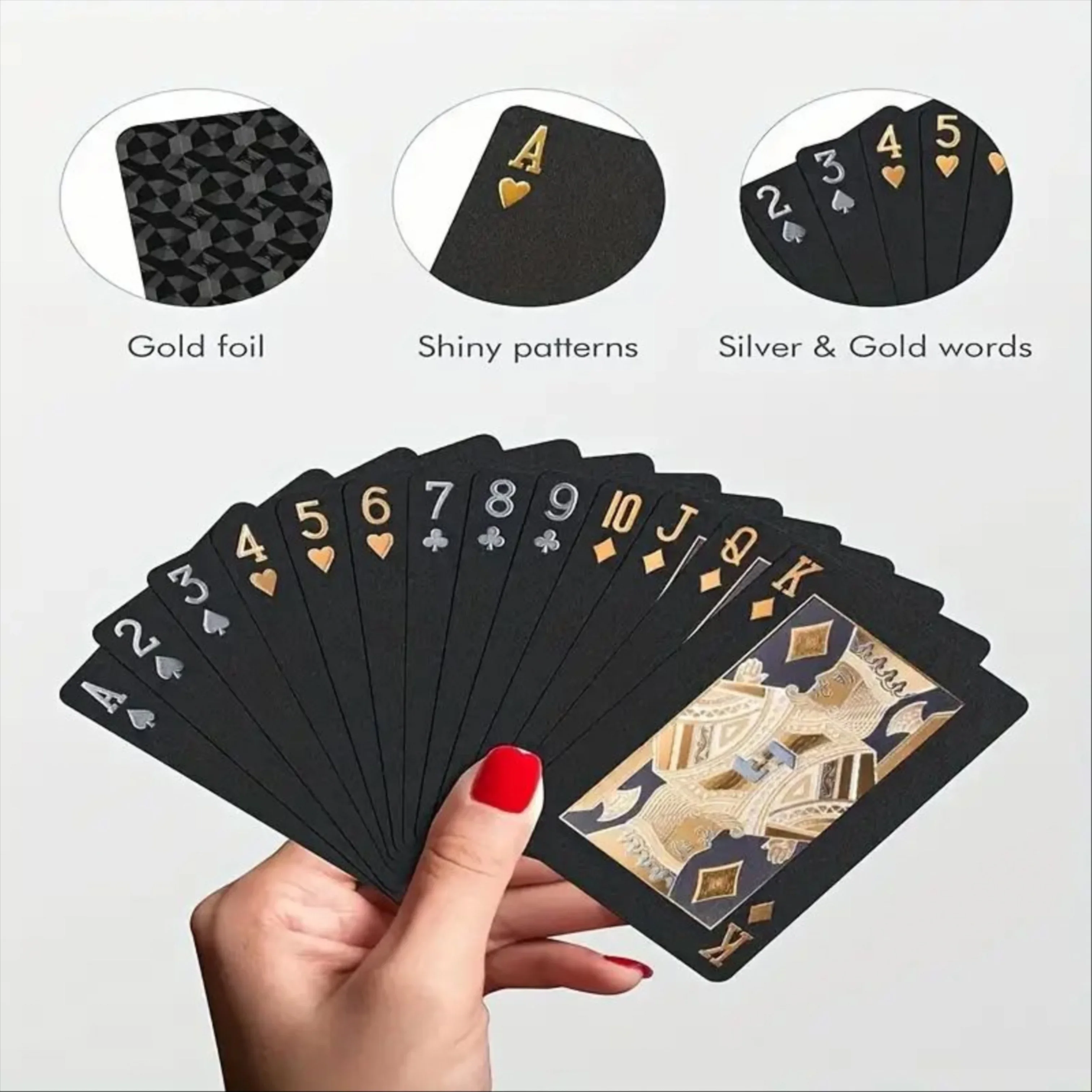 Poker Black Waterproof Playing Cards Gold Plaid Containing Halloween Magic Thanksgiving Party Gifts Package Collection