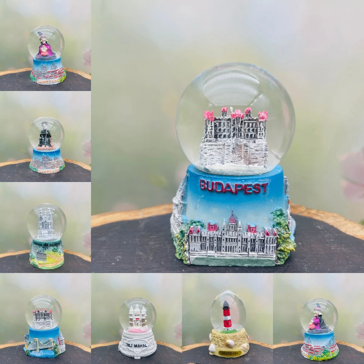 World Famous City Snow Globe Resin Souvenir Crystal Ball Budapest Taj Mahal Miniature Home Decor Travel Gift