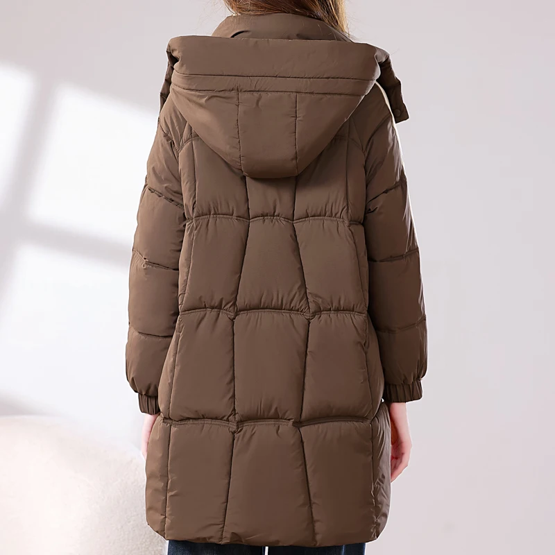 Abrigos largos de invierno para mujer, Parkas elegantes y gruesas y cálidas con capucha, prendas de vestir exteriores holgadas, chaquetas para mujer 2024