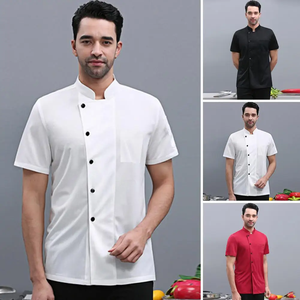 Men Chef Shirt Patch Pocket Kitchen Uniform Washable Oil-proof  Cozy Men Women Chef Shirt Pastry Clothes