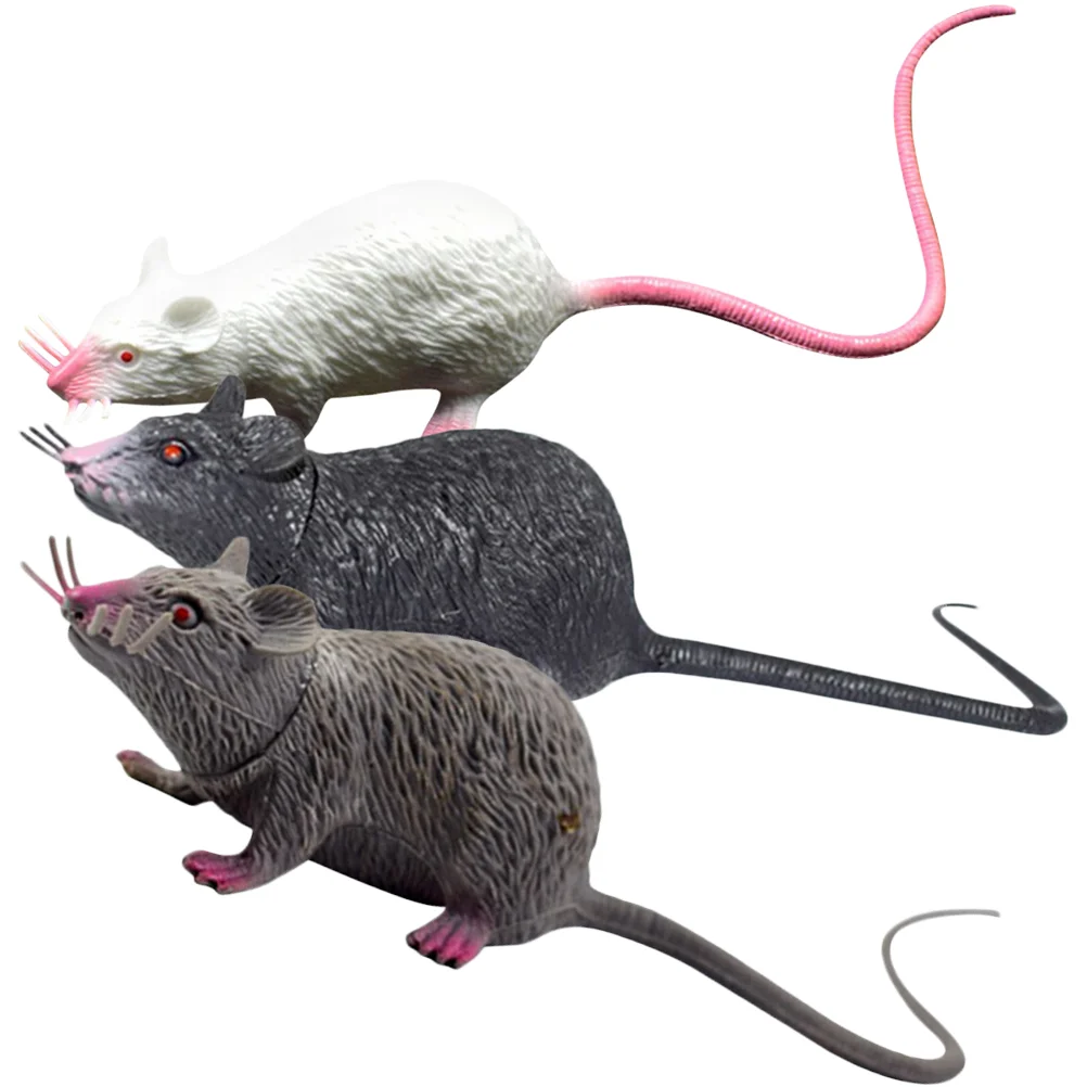 3 Pcs Simulation Mouse Halloween Miniatures Realistic Rat Stuffed Animal Toy Fake Rats Models Pranks Props Luxury