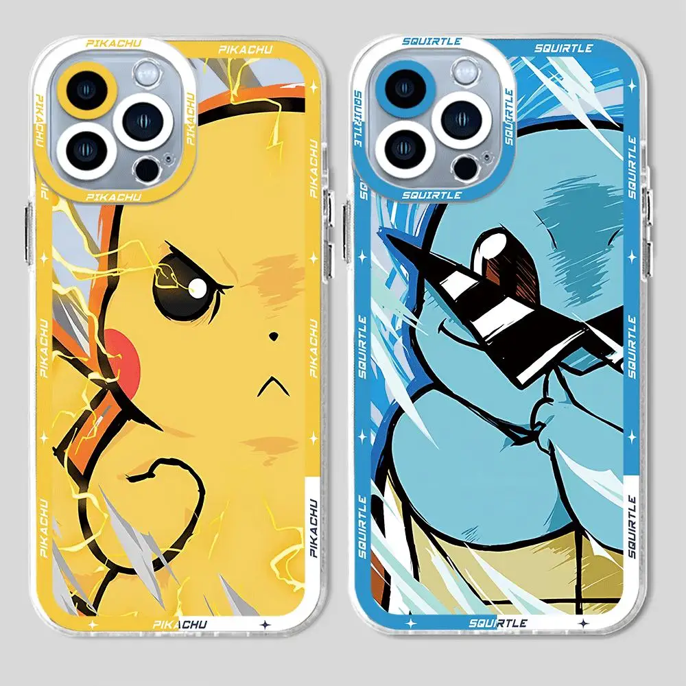 Phone Case for iPhone X XS 7 6s 12 Mini 11 15 Plus XR SE 13 Pro Max 14 Pro 8 Clear Silicone Cover  Cartoon Pokemon