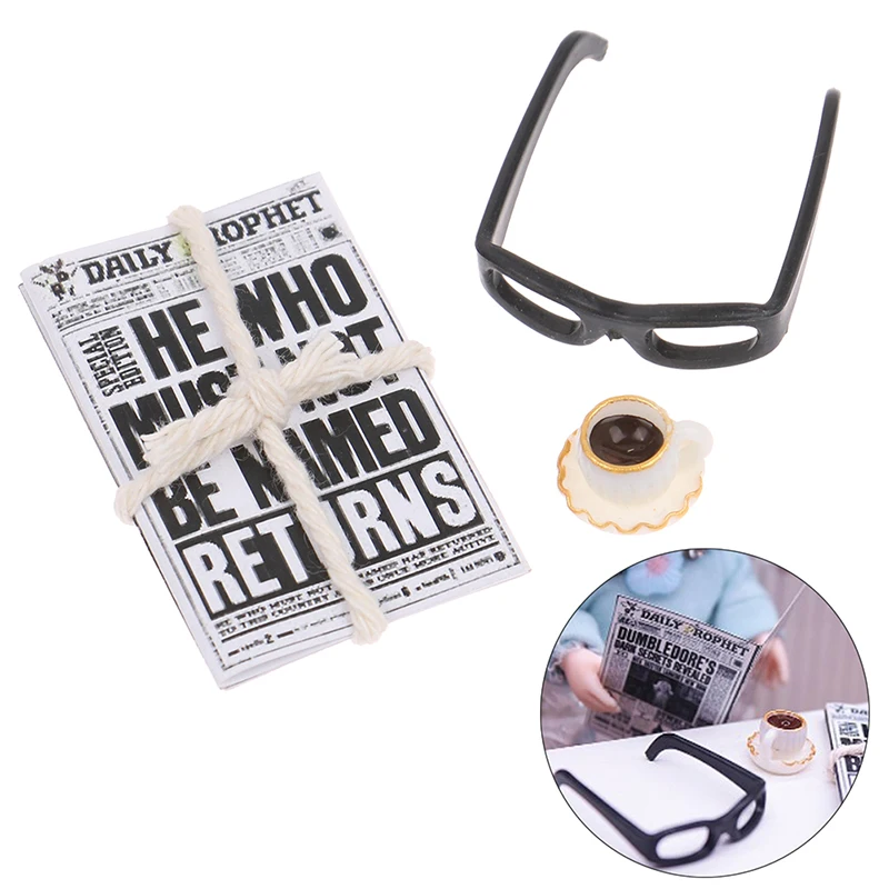 1Set 1:12 Mini Newspaper Model Magazines Books Pretend Toy For Dollhouse Miniature Decor Doll House Furniture Toy Accessories