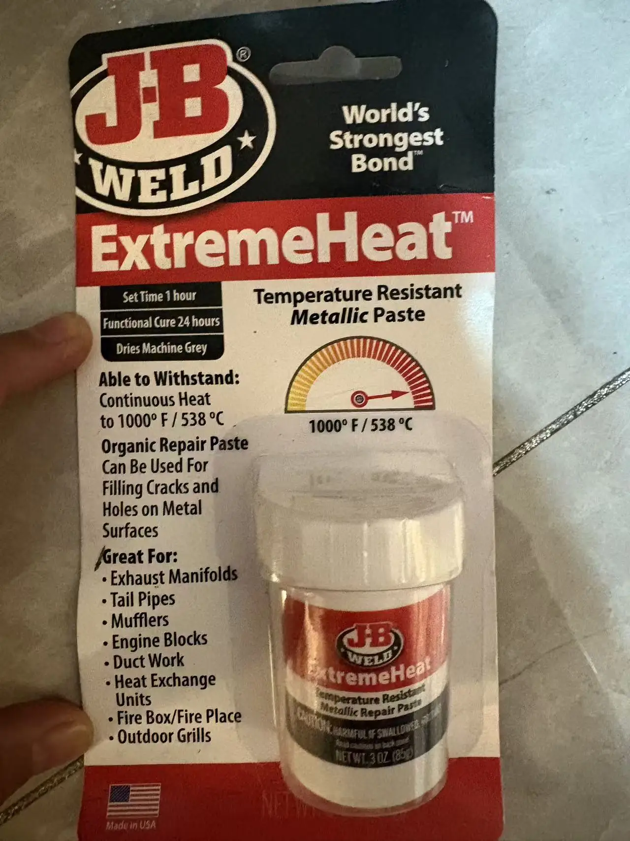J-B Weld ExtremeHeat 37901 High Temperature Metallic Repair Paste Up to 1000°F(538°C) Metal