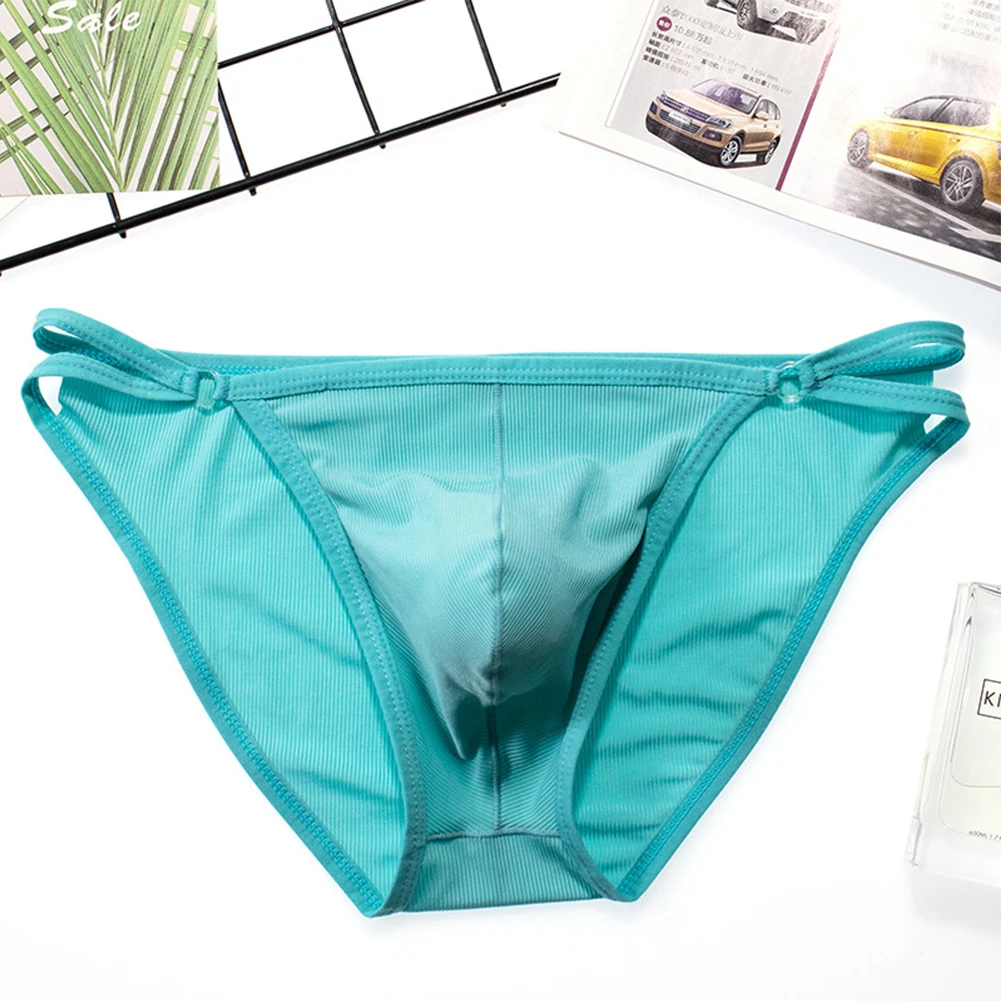 Mens Lingerie Low Waist Bulge Pouch Briefs Man Underwear Stretch Underpants Breathable Shorts Ultra-thin Ice Silk Quick-drying