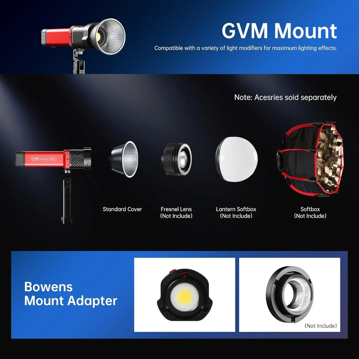 GVM PD60B 60W Studio Lights for COB Photography Lighting, Portable Led Video Light for Photographers in The Shape of Handheld