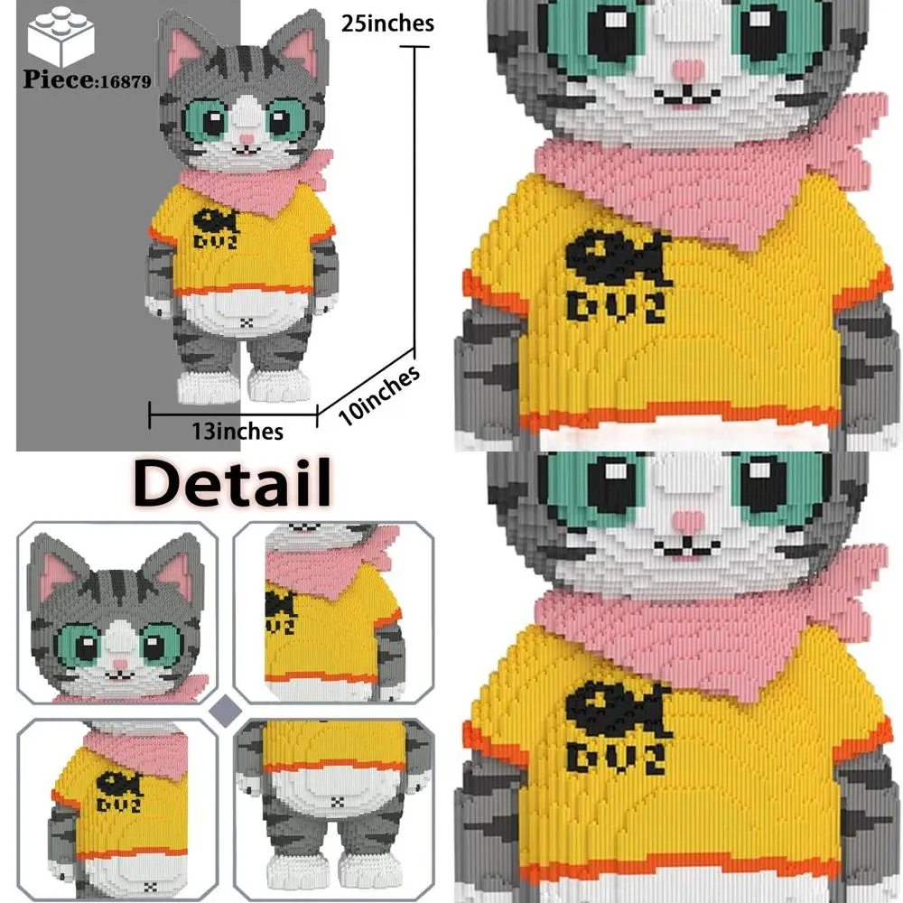 Tuxedo Cat Themed 16879-Piece Building Blocks for All Ages, Ideal Gift for Cat Enthusiasts & Kids 8+