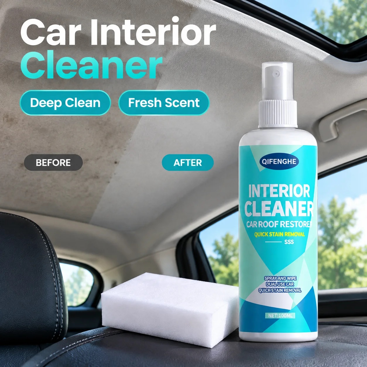 Neutral PH Car Care Spray Suitable for Vehicles - Suitable for Roof Maintenance Fluid, Conditioner Spray, Dashboard & Seat
