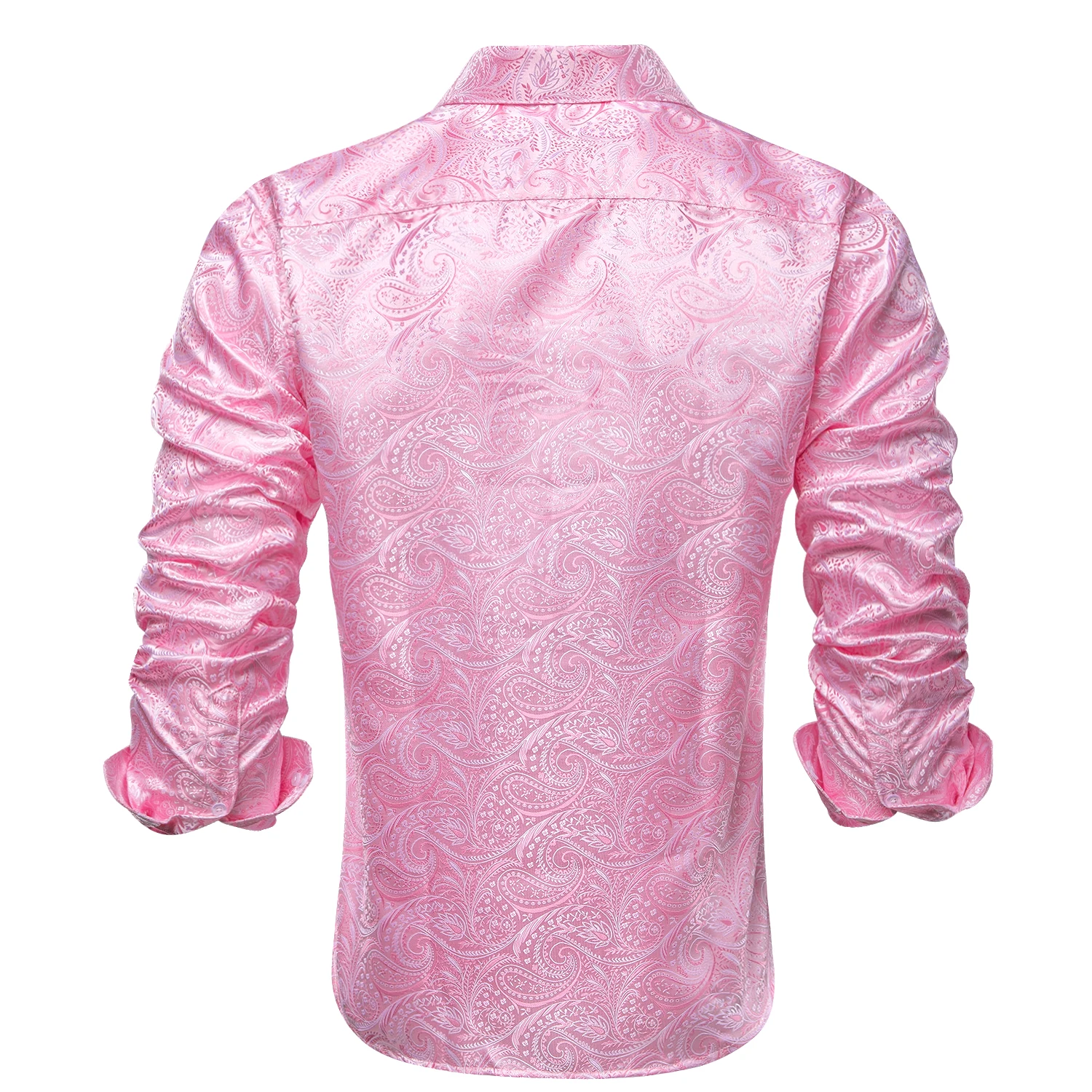 Jacquard Silk Mens Shirts Pink Blue Red Green Gold Long Sleeve Single Breasted Lapel Shirt Blouse Outerwear Wedding Business