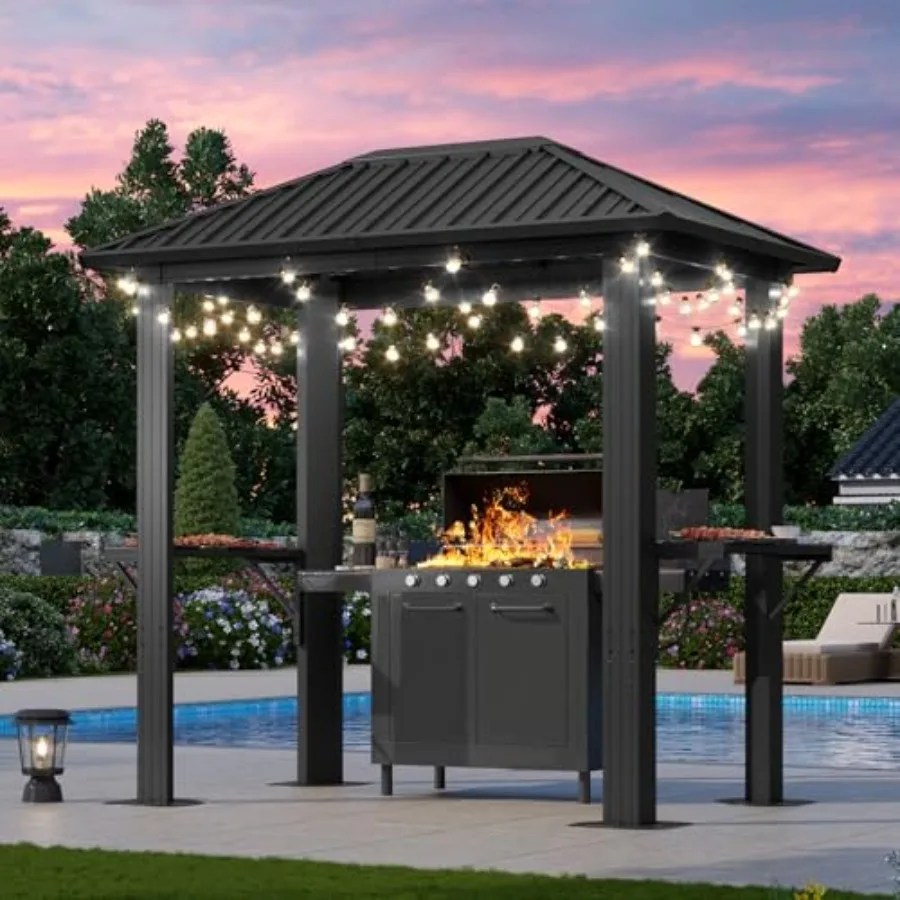5 x 8Feet Grill Hardtop Gazebo with Galvanized Steel Roof view 2