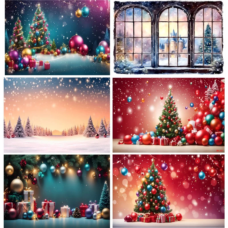 

SHUOZHIKE Christmas Day Fireplace Photography Backdrops Prop Window Living Room Interior Village House Theme Background DR-12