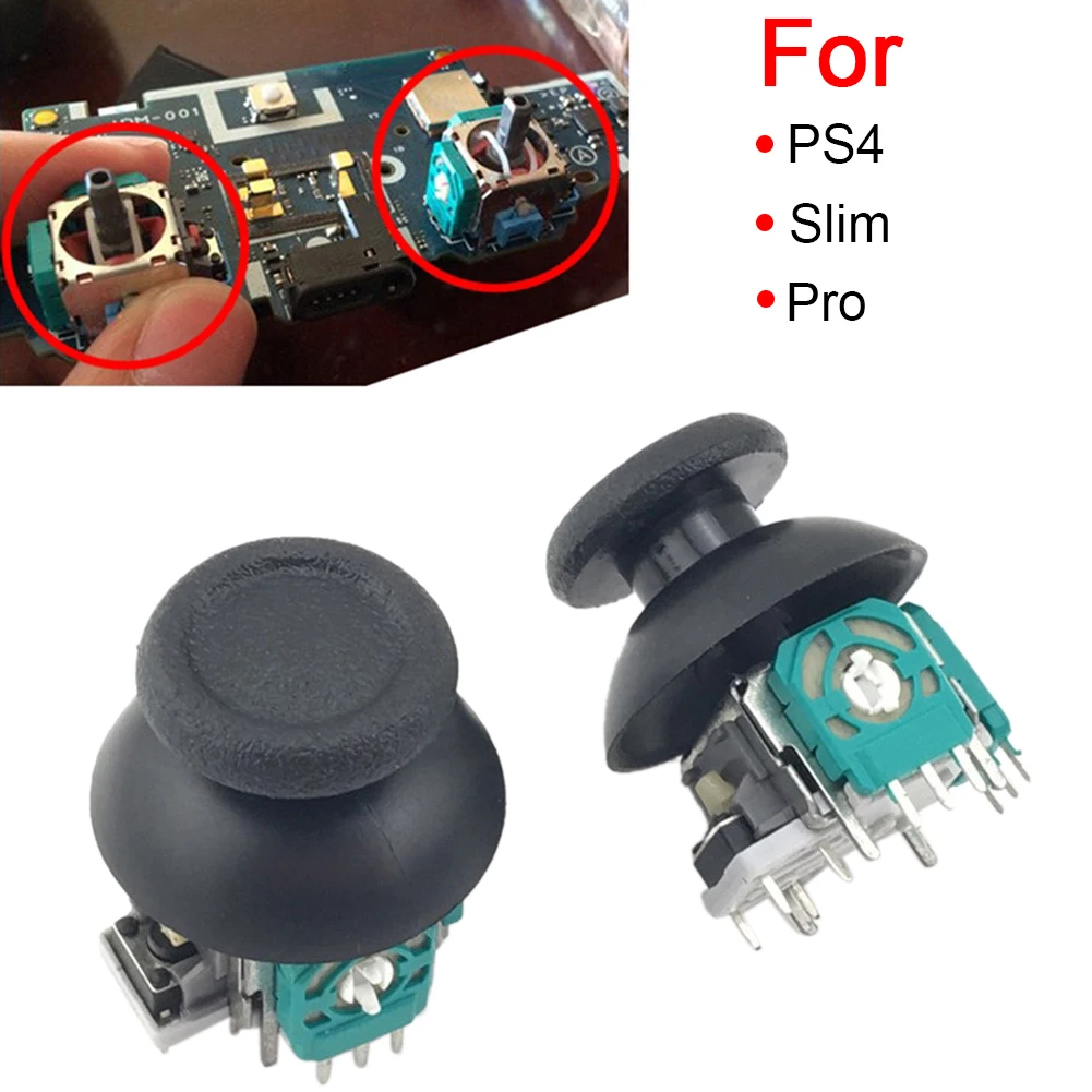 2 Pcs For PS4 PRO Slim Controller 3D Rocker Joystick Axis Analog Sensor with Cap Repair Parts Accessories Switch Pro Gamepad