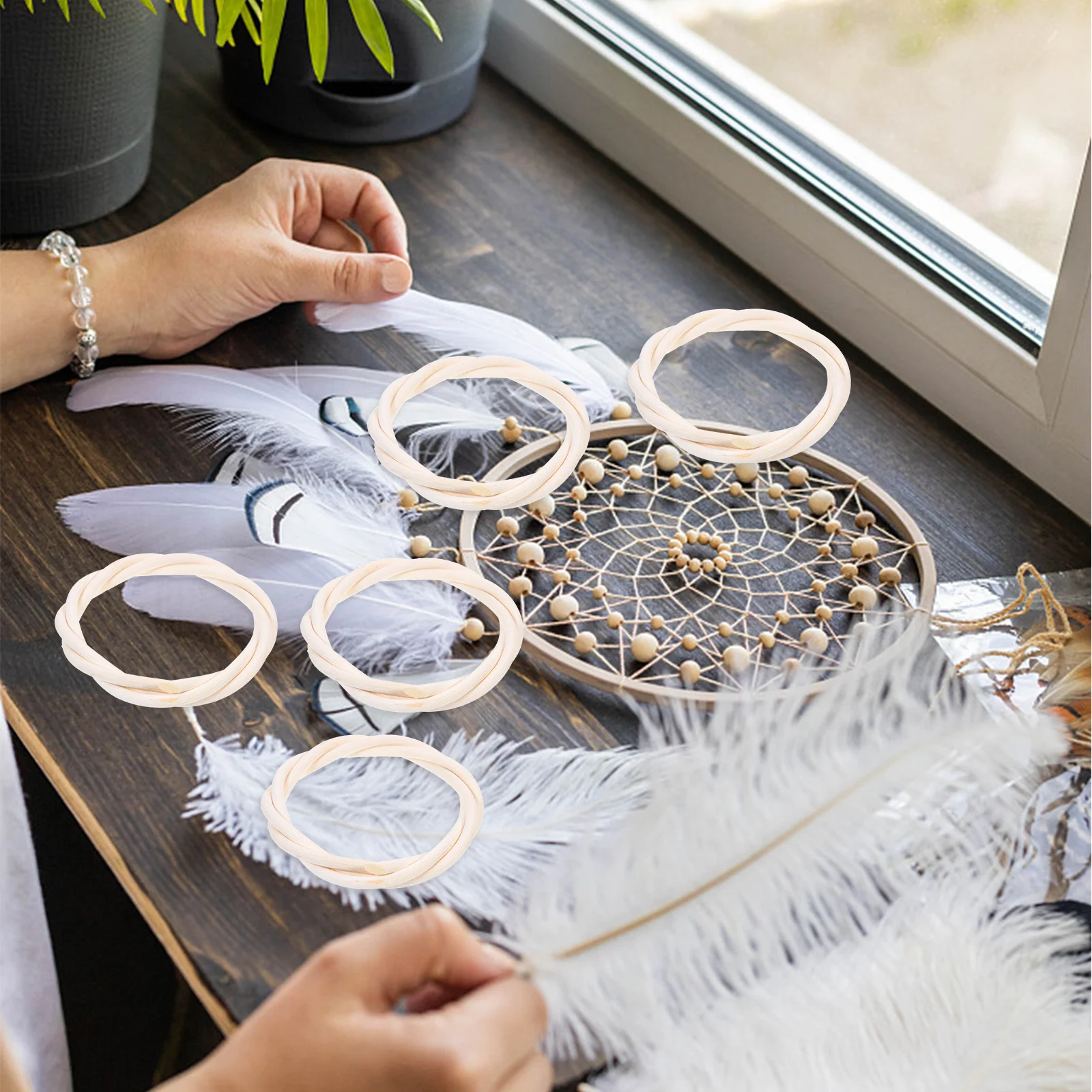 

6Pcs DIY Wreath Rattan Hoops Perfect for Front Door Holiday Decoration and Craft Projects DIY Wreath Circle Windbell Circle