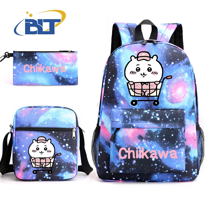 MINISO Chiikawa printed student school bag set children's shoulder bag pencil bag backpack three-piece set