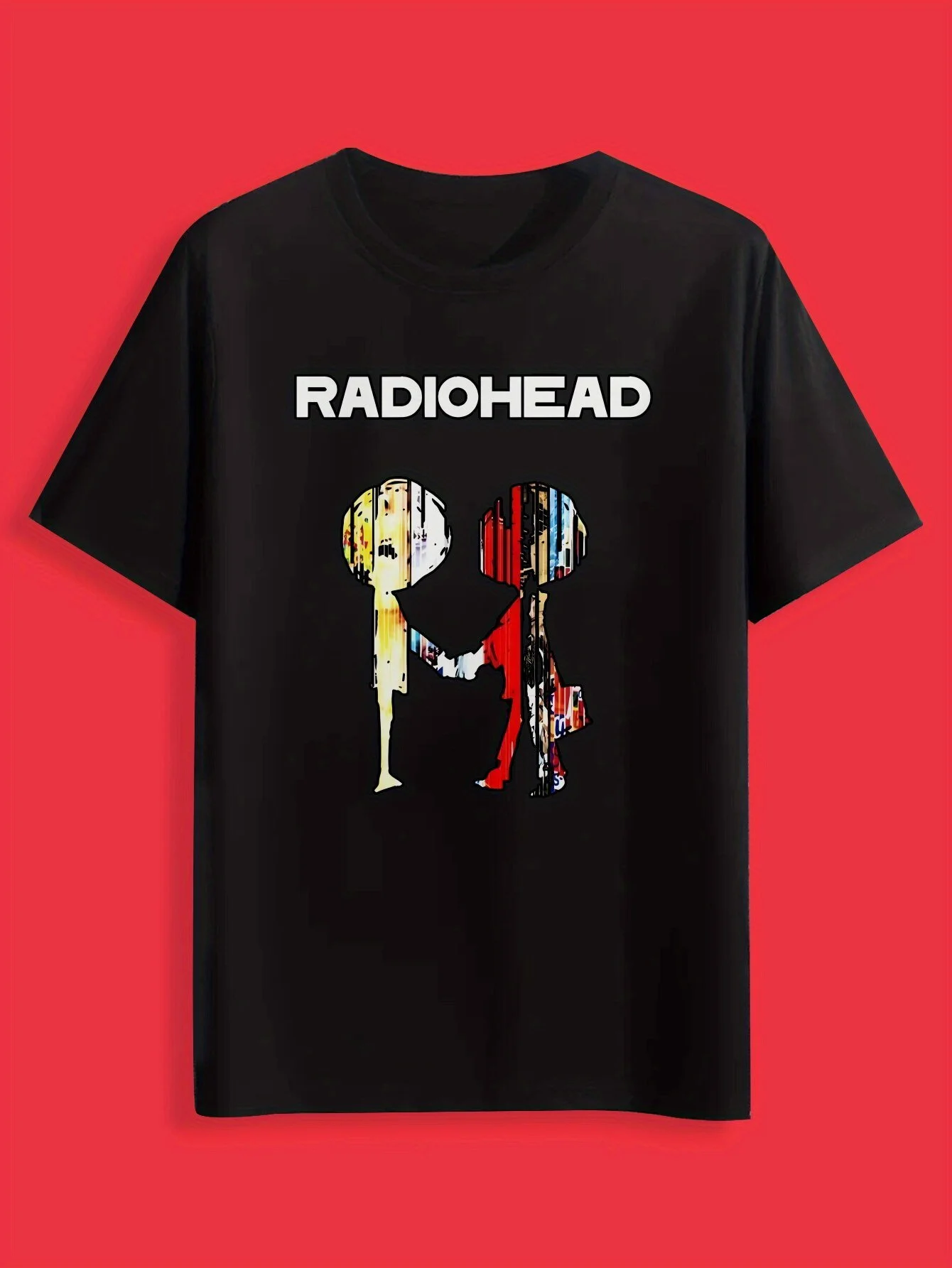 

Men's Radiohead Graphic T-Shirt - Black Casual Summer Tee with Artistic Print, Soft Polyester Fabric, Round Neck