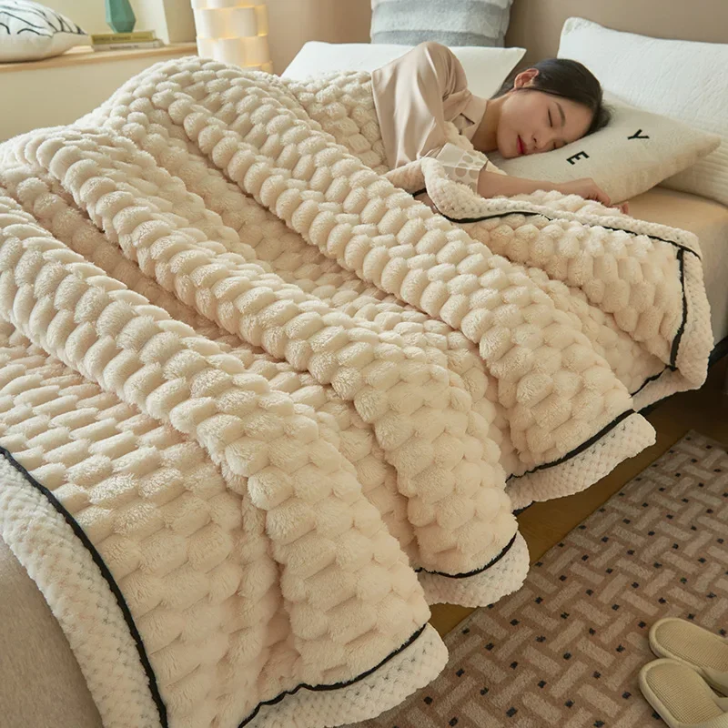 Turtle Velvet Spring Autumn Thick Warm Blankets for Beds Soft Fluffy Coral Velvet Sofa Blanket for Throw Single Double Blanket