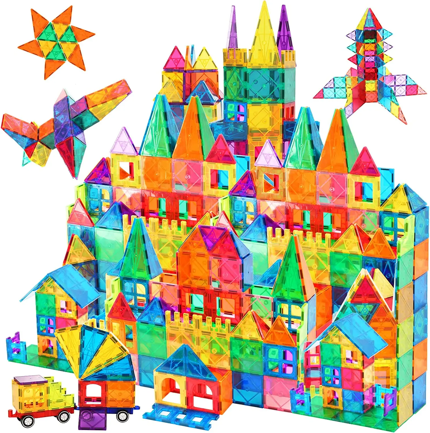 3D Colorful Transparent Magnetic Building Blocks 130 Parts Educational Building Toy