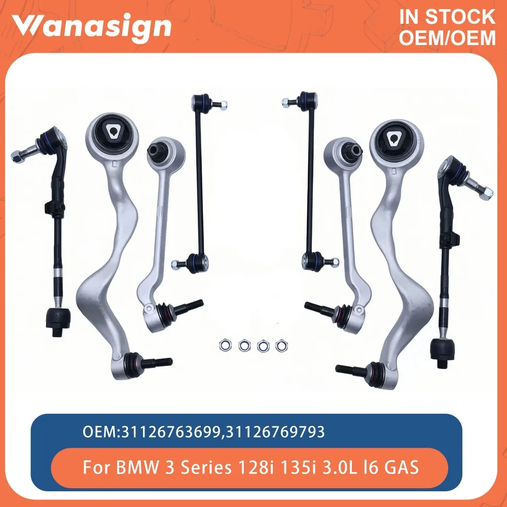 Chassis Parts 8x Front Lower Rearward Forward Control Arm For BMW 3 Series E81 E82 E90 E91 E92 E93 128i 135i 3.0L l6 GAS 08-13