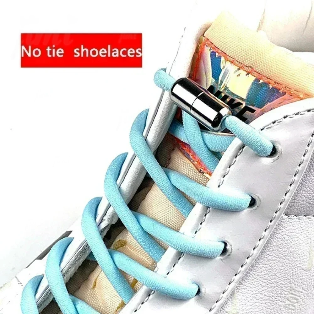 1 Pair Elastic No Tie Shoelaces Semicircle Shoe Laces for Kids and Adult Sneakers Shoelace Quick Lazy Metal Lock Laces Shoes