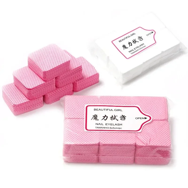 600Pcs/Pack Lint-Free Eyelash Glue Wipes Paper Nail Polish Remover Pads Soft Cleaning Wipes Cotton Pads Beauty Manicure Tool