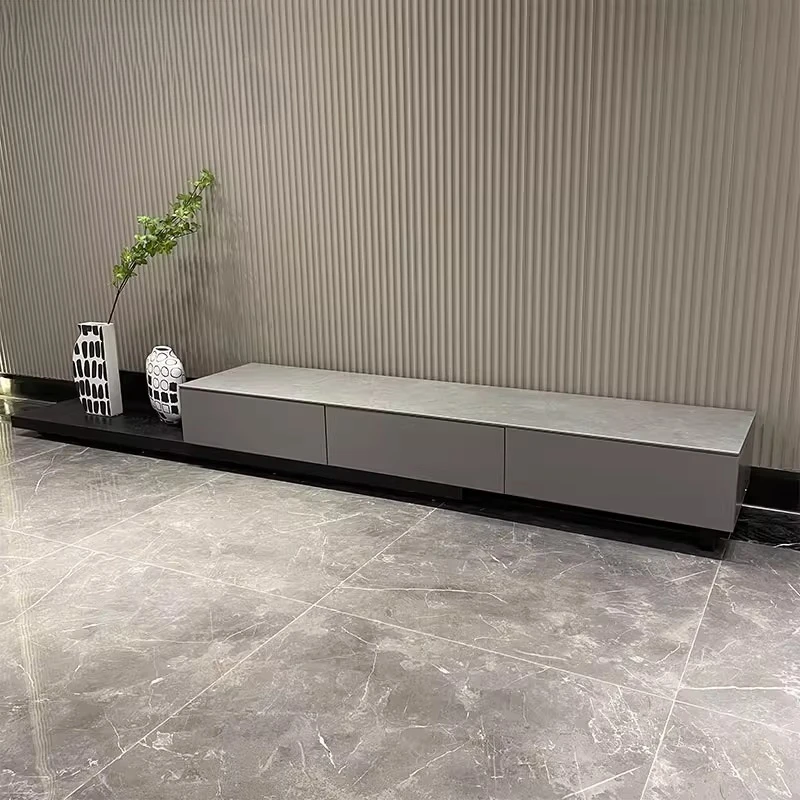 

Modern Minimalist Rock Board TV Cabinet Gray Frosted Small Apartment Living Room Italian Light Luxury New Floor Cabinet