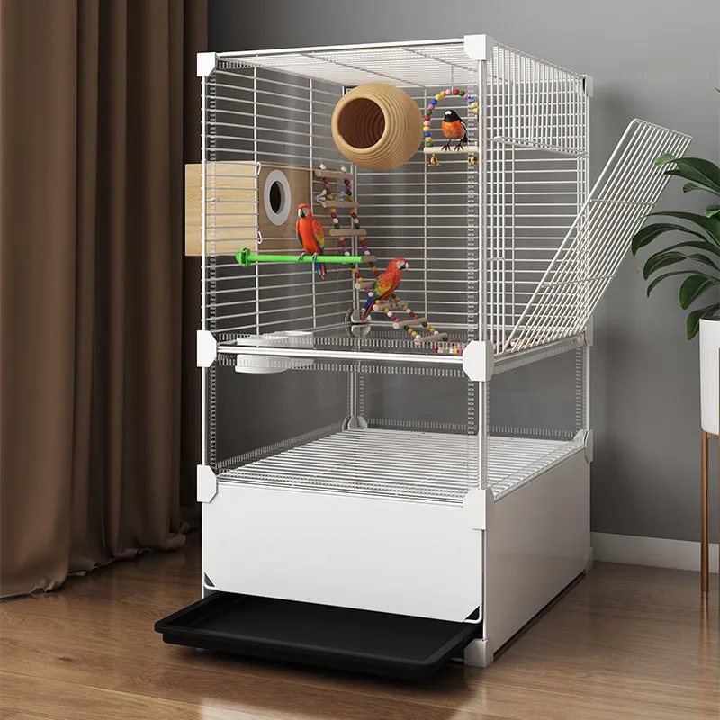 

Bird cage splash-proof household large space, Xuanfeng tiger skin, peony starling large new type of horizontal silk villa