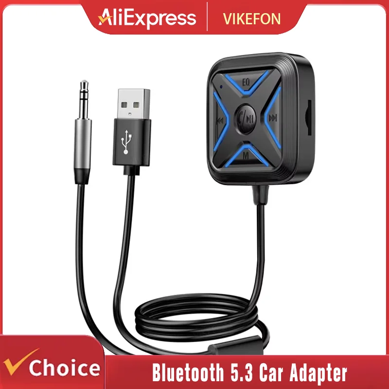 Universally Bluetooth 5.3 Car Adapter 3.5mm AUX Adapter Enhanced Dual Mics ENC Noise Cancellation Bluetooth Wireless Receiver