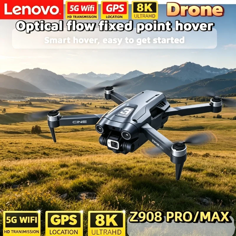 Lenovo Original Z908 Pro max Drone Brushless Motor 8K Professional HD Dual Camera WIFI FPV RC Folding Quadcopter Helicopter toys