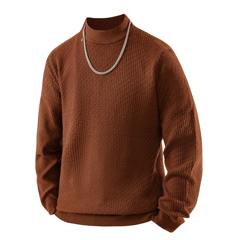 

Мужской свободный вязаный свитер с длинными рукавами, осенне-зимний, в корейском стиле, с высоким воротником, комфортный, теплый, элегантный, премиум-класса.