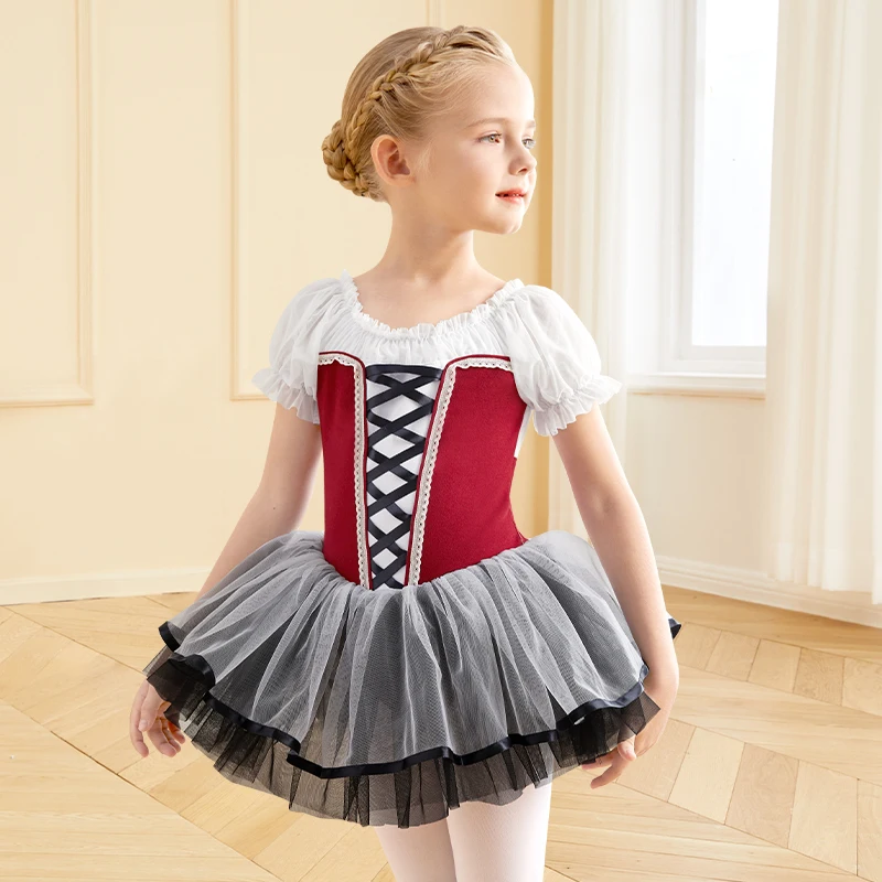 Meisjes Ballet Jurk Bladerdeeg Korte Mouw Ballet Tutu Jurk Kinderen Ballet Turnpakje Jurk Verjaardag Aankleden Meisjes Dans Kostuum Dancewear