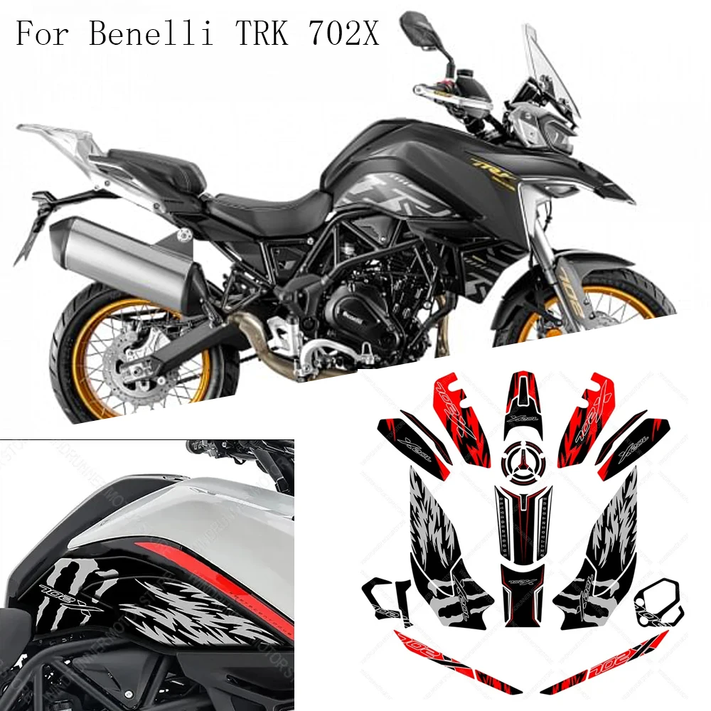 

For Benelli TRK 702X TRK702X Motorcycle Accessories Waterproof Protective Tank Pad Sticker Kit 3D Resin Protective Sticker