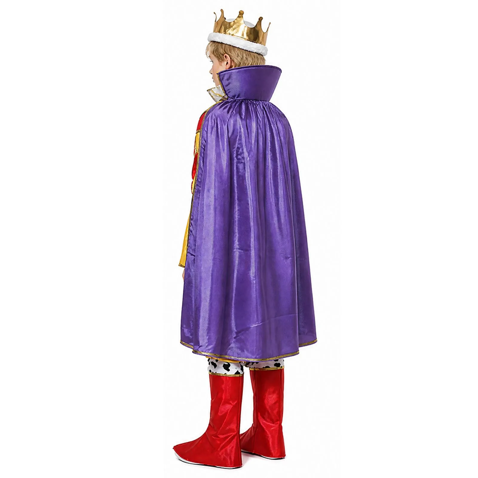 Kids Royal Little King Costume Boys Medieval Royal Prince Outfit Cloak Long Sleeve Tops Pants Boots Halloween Prince Dress Up