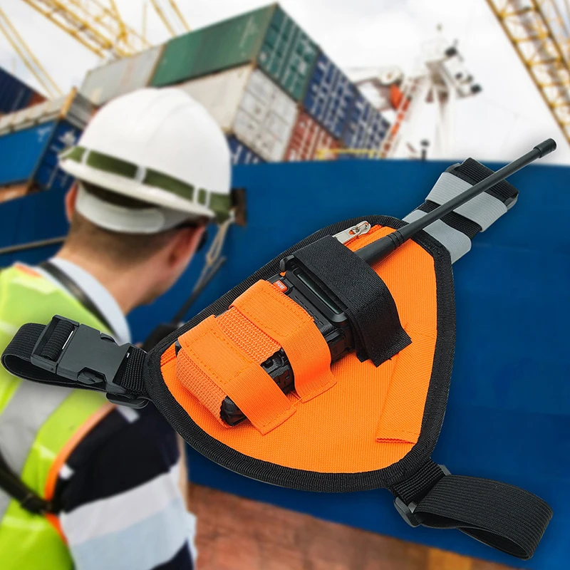 調整可能なラジオハーネスバッグフロントパック三角形チェストバッグポーチホルスターキャリーケーストランシーバー用