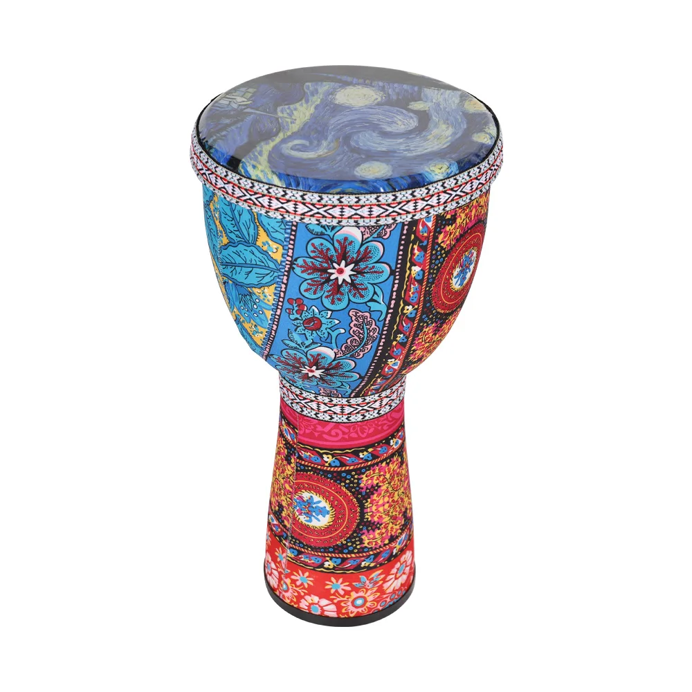 

African Hand Drum 8 Inch Portable Djembe Drum Percussion Instrument with Colorful Art Patterns 21x41cm PVC ABS 0.85kg 1.8lb 1