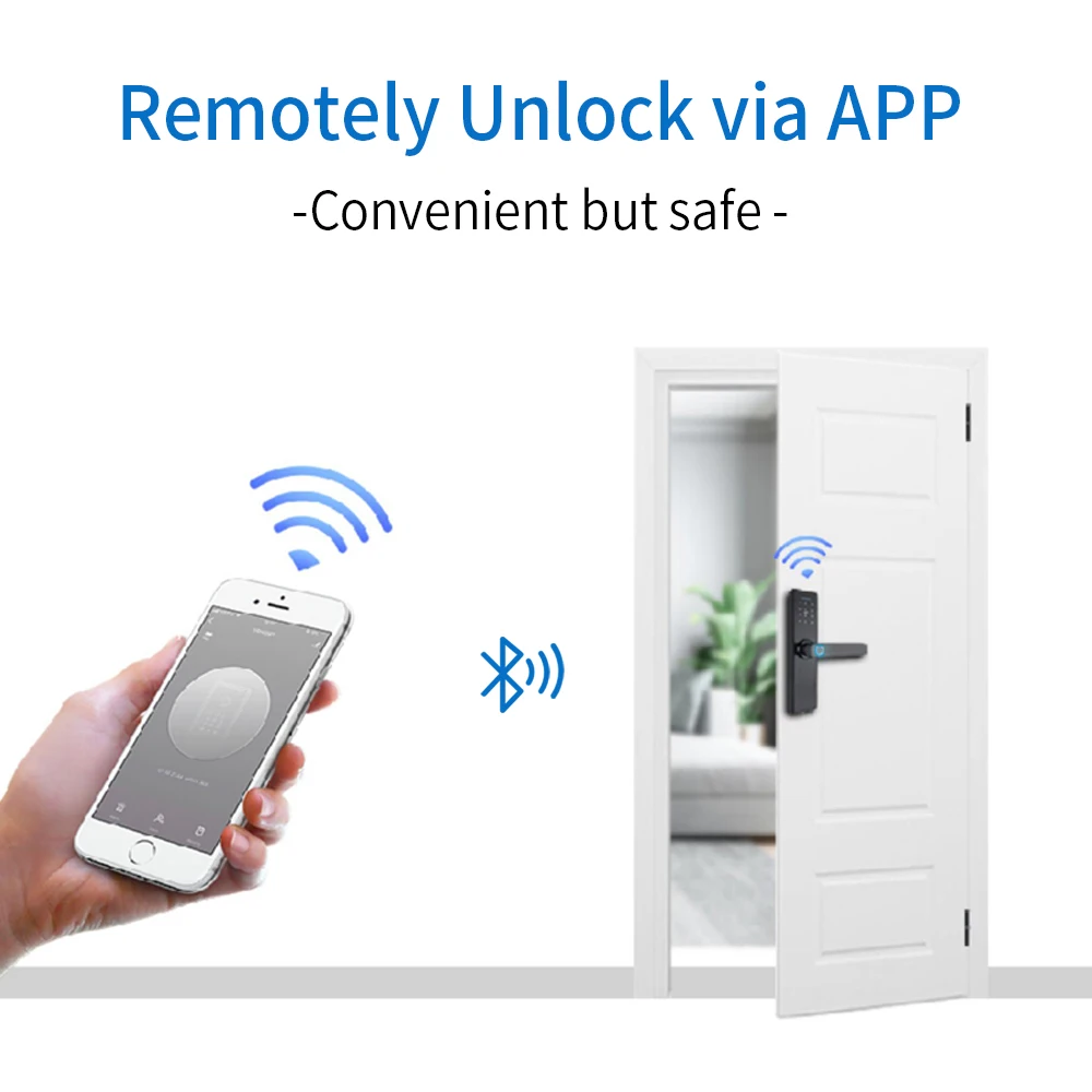 Smart Lock Biometric Fingerprint/RFID Card/Temporary Password/Password/Key Bluetooth Wood Lock Supports Tuya Application