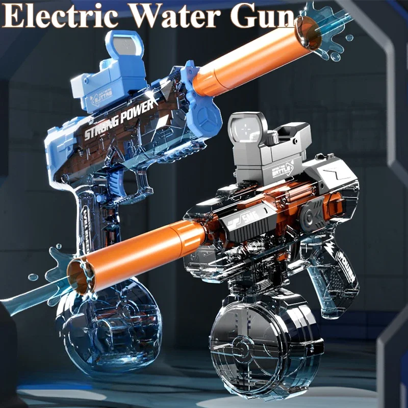 Pistola de agua eléctrica de alta presión, juguetes, pulverización continua completamente automática para piscina de verano, juego de playa, perfecto para parques de atracciones