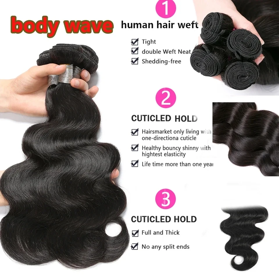 Body Wave Bundles 100% Human Hair 34 36 38 Inch Bundles 3/4 Pcs Brazilian Remy Human Hair Raw Weave Extensions Hair For Women