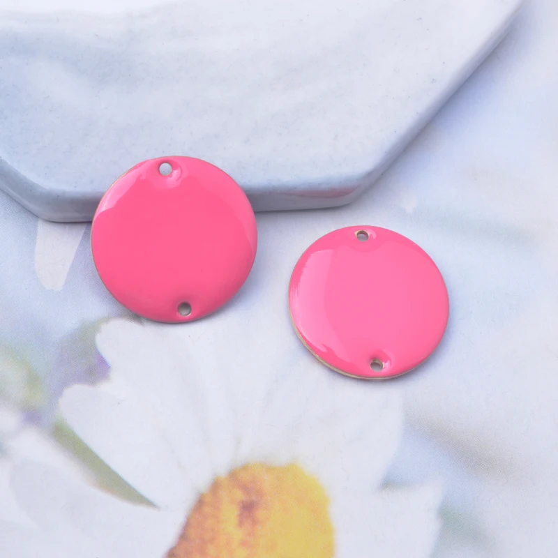 20 Stück Kupfer-Emaille 20mm Runde Anhänger-Verbinder, beidseitig lackiert, Doppelloch-Kreisanhänger für DIY-Schmuck- und Ohrringherstellung – Detail 3