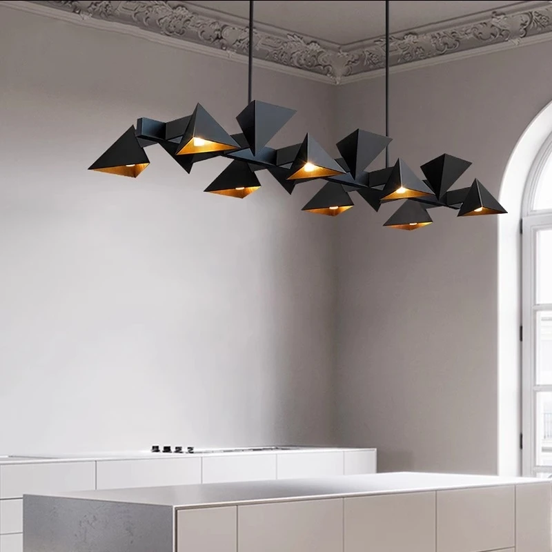 Postmodern style creative restaurant bar counter chandelier with personalized and minimalist geometric design lighting fixtures