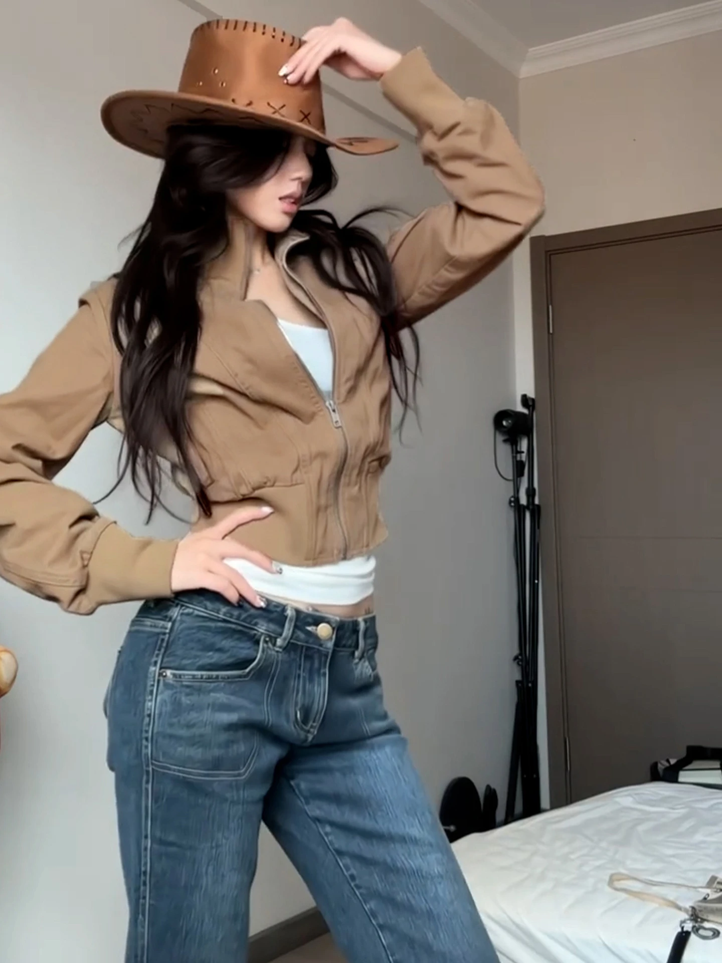 Retro americano com nervuras jaet casual zíper fino gola ort topo para mulher primavera outono novo sle coreano suporte ajuste