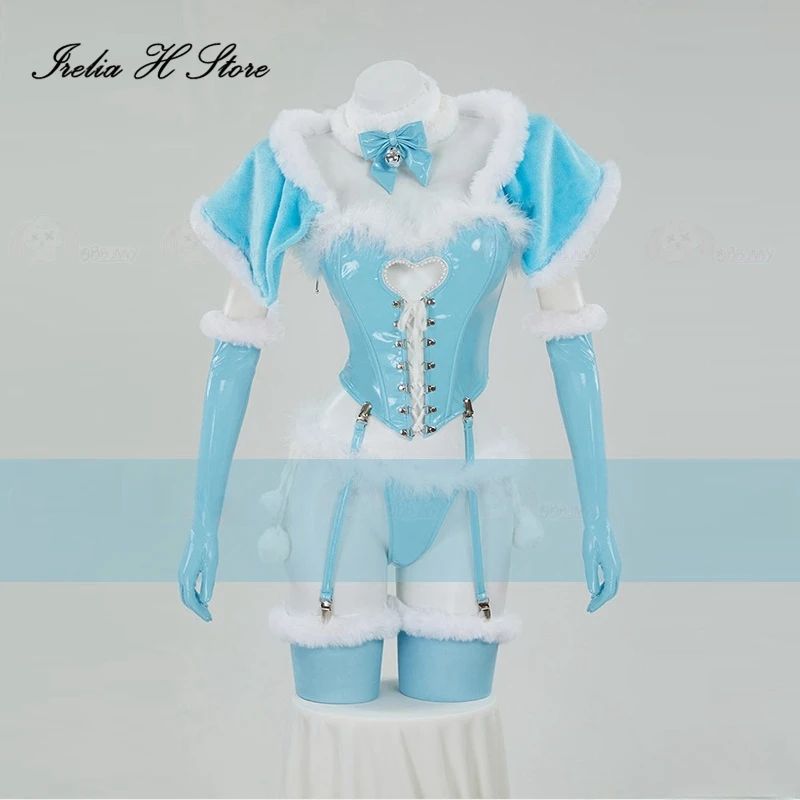 Irelia H Anime PU Sexy Lingeries leather Cosplay Costume private photo shoots Christmas Ice Snow Beauty Top