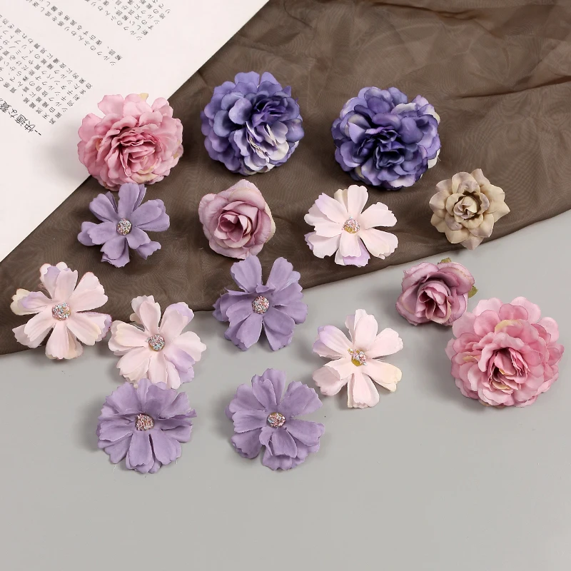 

Набор материалов для искусственных цветов: Комбинация шелковых и пластиковых цветов для декора своими руками, свадебного оформления и украшения.