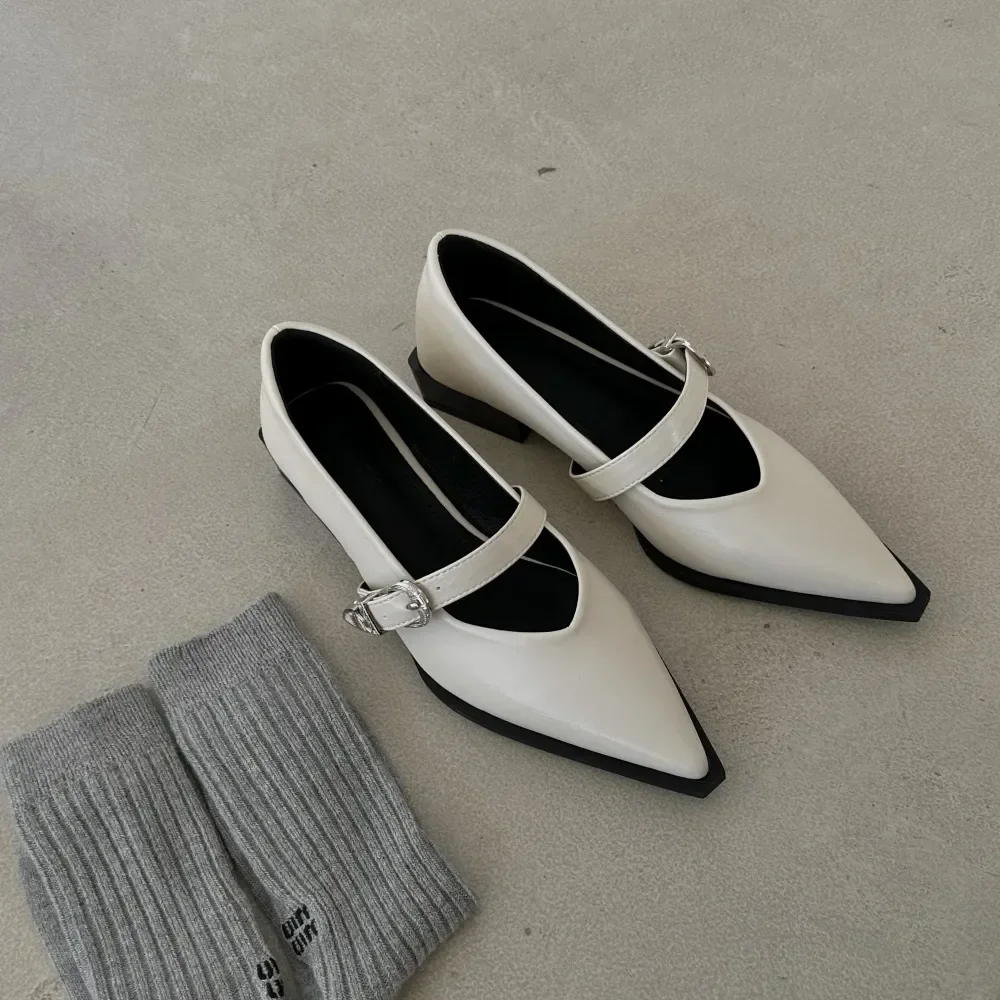 Women Spring Leather Pumps Fashion Pointed Toe Retro Mary Janes Shoes Solid Color Women's Lace Up Low Heels Shoes Zapatos Mujer