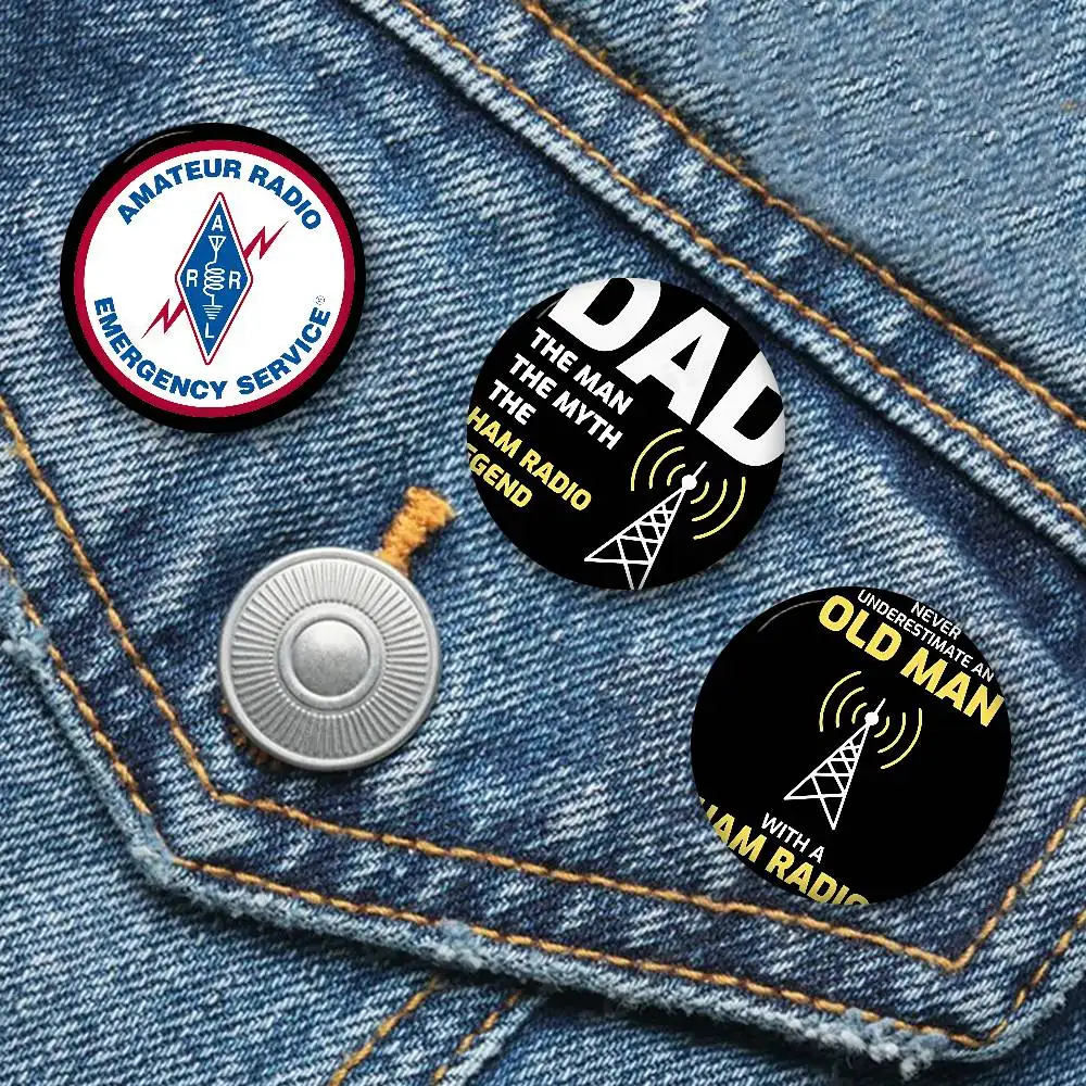 Licensed H-Ham Retro Radios Soft Button Pin Bright Printed Icon Gift For Friends Badge Collar Brooch Lapel Pin Metal