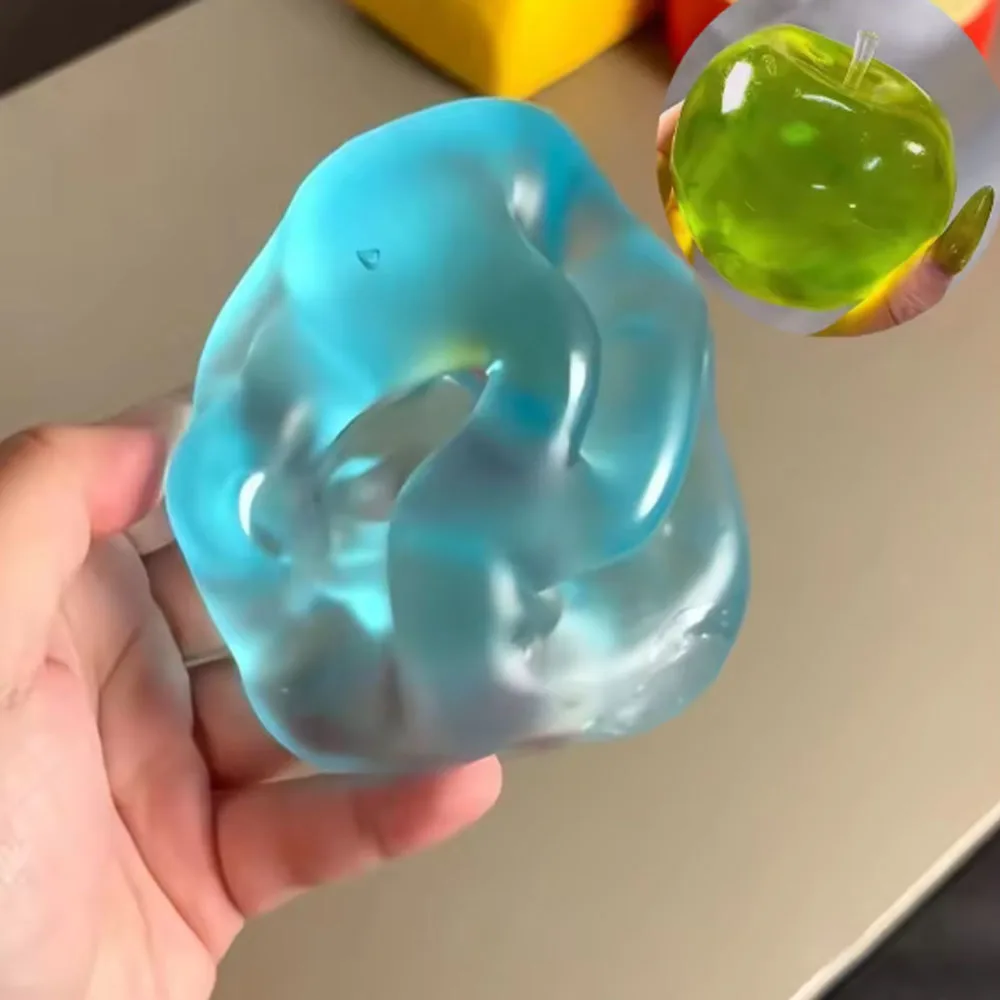 @Green Apple Blue Maltose Squishy Toys Anti Stress Sensory Fidgets Toy Soft Simulated Transparent Slow-rebound Decompression Toy